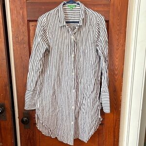 J Crew Classic-fit beach shirt in striped linen-cotton blend size M